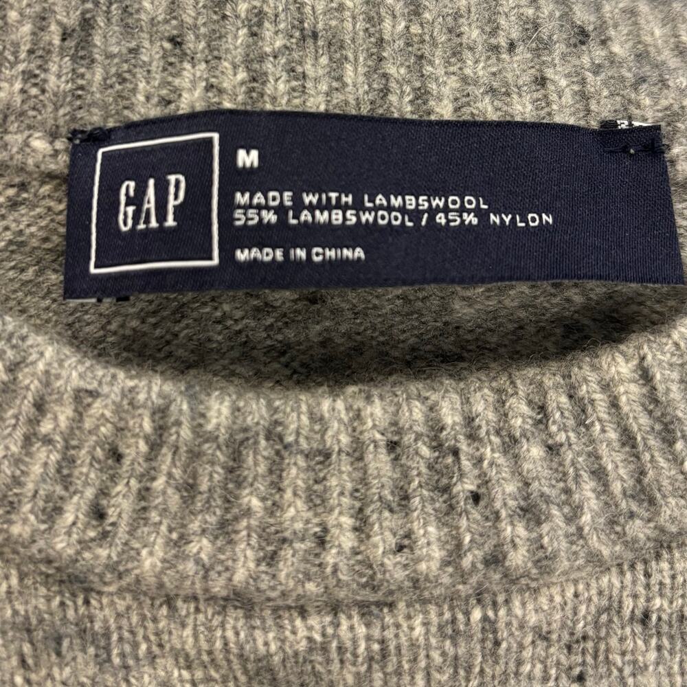 VTG Y2K GAP Heather Gray Lambs Wool Blend Crewneck Sweater Preppy Poetcore, M - Picture 2 of 7